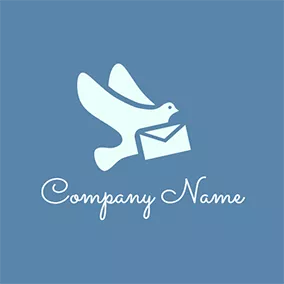 信封logo Envelope and Flying Homing Pigeon logo design