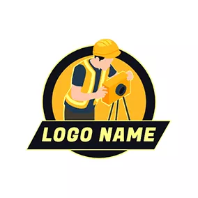 測量師logo Equipment Circle Surveyor logo design