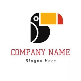 Papagei Logo Exaggerated Black Parrot logo design