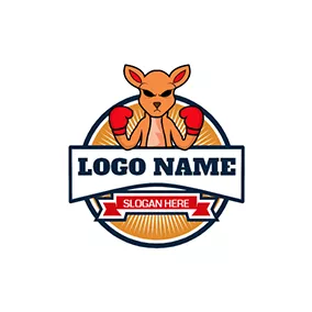 Blue Logo Excited Kangaroo Circle Boxer logo design