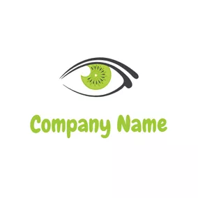 猕猴桃logo Eye Shape and Kiwi Slice logo design