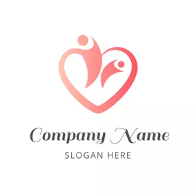 Human Logo Family and Red Heart logo design