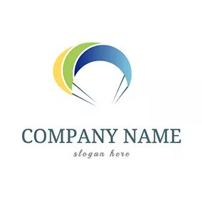 Green Logo Fan Shaped Parachute Logo logo design