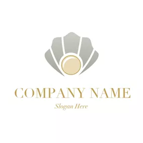 Oyster Logo Fan Shaped Shell and Pearl logo design