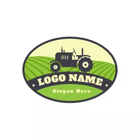 Grass Logo Farm and Tractor Icon logo design