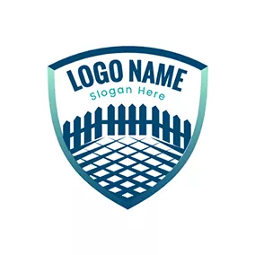 Logotipo De Escudo Fence Grid Shield Backyard logo design
