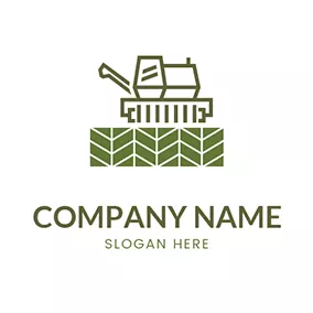 Crop Logo Fence With Combine Harvester logo design