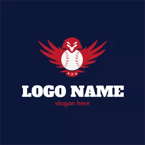 Baseball Logo Fiery Red Bird and White Ball logo design