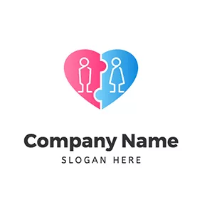 パズル　ロゴ Figure Heart Gender logo design