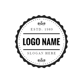 黑白Logo Figured Black Circle Postmark logo design