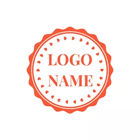 Frame Logo Figured Red Stamp With Heart logo design