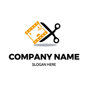 Rectangle Logo Film Clip Scissor Editing logo design