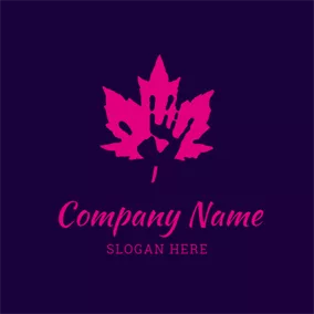 Pink Logo Fingerprint and Maple Leaf logo design