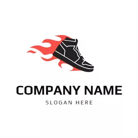 スニーカー　ロゴ Fire and Sneaker Shoe logo design