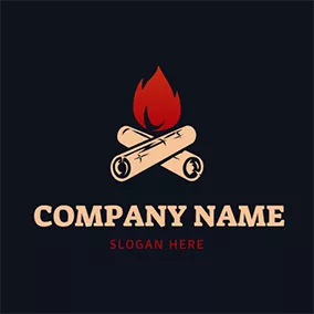露營 Logo Fire Crossed Lumber Pyre Camping logo design
