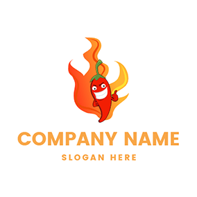 Condiment Logo Fire Cute Cartoon Chili logo design