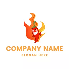 Chili Logo Fire Cute Cartoon Chili logo design
