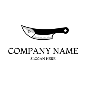 Creative Logo Fish Design Knife logo design