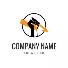 Industrial Logo Fist and Lightning Power logo design