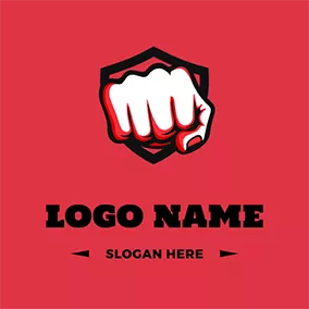 Fighter Logo Fist Punching and Shield logo design