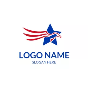 Logótipo De Campanha Five Pointed Star and Fly Eagle logo design