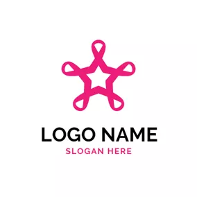 Pink Logo Five Pointed Star and Ribbon logo design