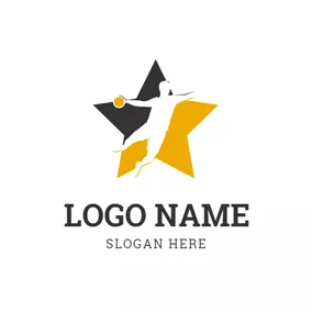 Athlete Logo Five Pointed Star and Sportsman logo design