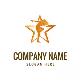 Golden Logo Five Pointed Star and Zumba logo design