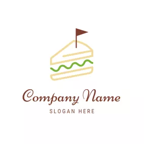 Beige Logo Flag and Double Sandwich logo design