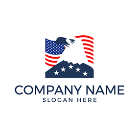 Logótipo De Bandeira Flag Eagle Star American logo design