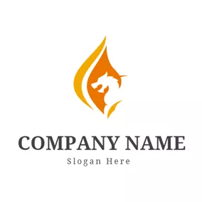 Logotipo De Llama Flame and Dragon Head logo design
