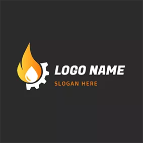 Fluid Logo Flame Gear and Oil Exploitation logo design