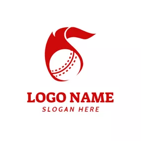 ソフトボール　ロゴ Flaming and Moving Cricket Ball logo design