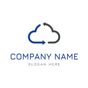Logotipo De Nube Flat Arrows and Cloud logo design
