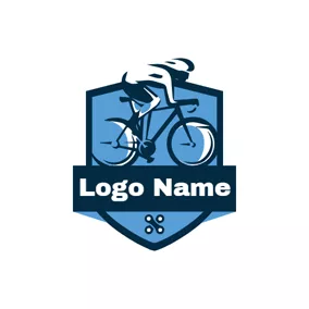 賽跑Logo Flat Badge and Bike logo design