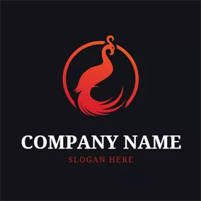 Emblem Logo Flat Birdcage and Phoenix logo design