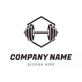 ジムのロゴ Flat Black Gym Equipment logo design