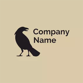 カラス　ロゴ Flat Black Raven Icon logo design