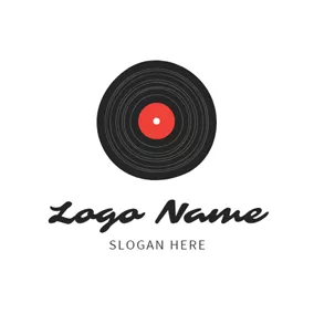 Record Label Logos Flat Black Retro Vinyl logo design