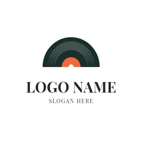 黑胶唱片logo Flat Black Vinyl Icon logo design