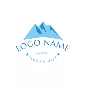 山のロゴ Flat Blue Mountain Icon logo design