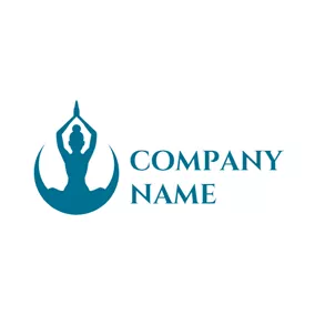 瑜伽Logo Flat Blue Yoga Woman logo design