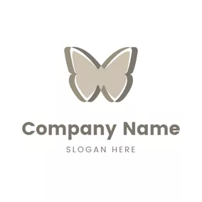 蝶のロゴ Flat Butterfly Shape logo design