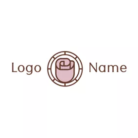 ビューティーロゴ Flat Circle and Pink Rose logo design
