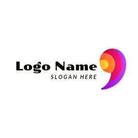逗号 Logo Flat Colorful Comma Symbol logo design