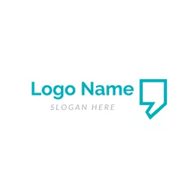 逗号 Logo Flat Dialog Box and Comma logo design