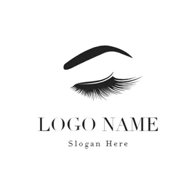 まつげ ロゴ Flat Eyebrow and Eyelash logo design