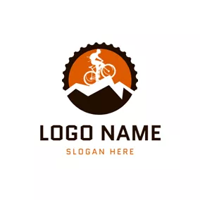 赛跑Logo Flat Gear and Mountain Bike logo design