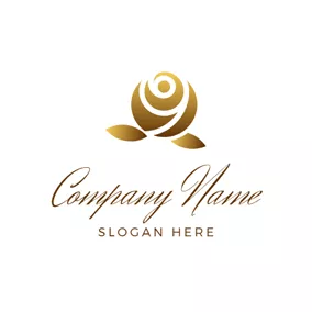 Loop Logo Flat Golden Rose Icon logo design