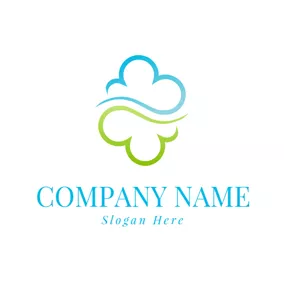 Emblem Logo Flat Green and Blue Cloud logo design